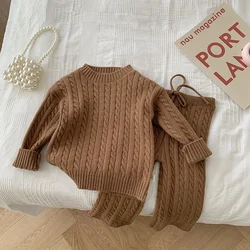 Chándal de punto primavera para niños con cordón y puños acanalados