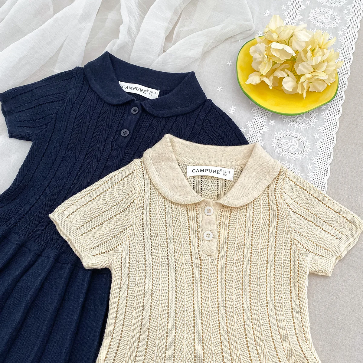 Vestido tejido de manga larga para niñas de otoño, suéter de princesa tejido con volantes para bebés, ropa informal - imagen 2