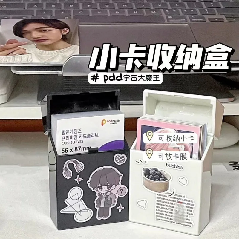 Caja de almacenamiento de tarjetas de fotos Ins, caja de almacenamiento de tarjetas Kpop, soporte para fotos de ídolo, suministros, Mini soporte para sesión fotográfica, estuche organizador de tarjetas
