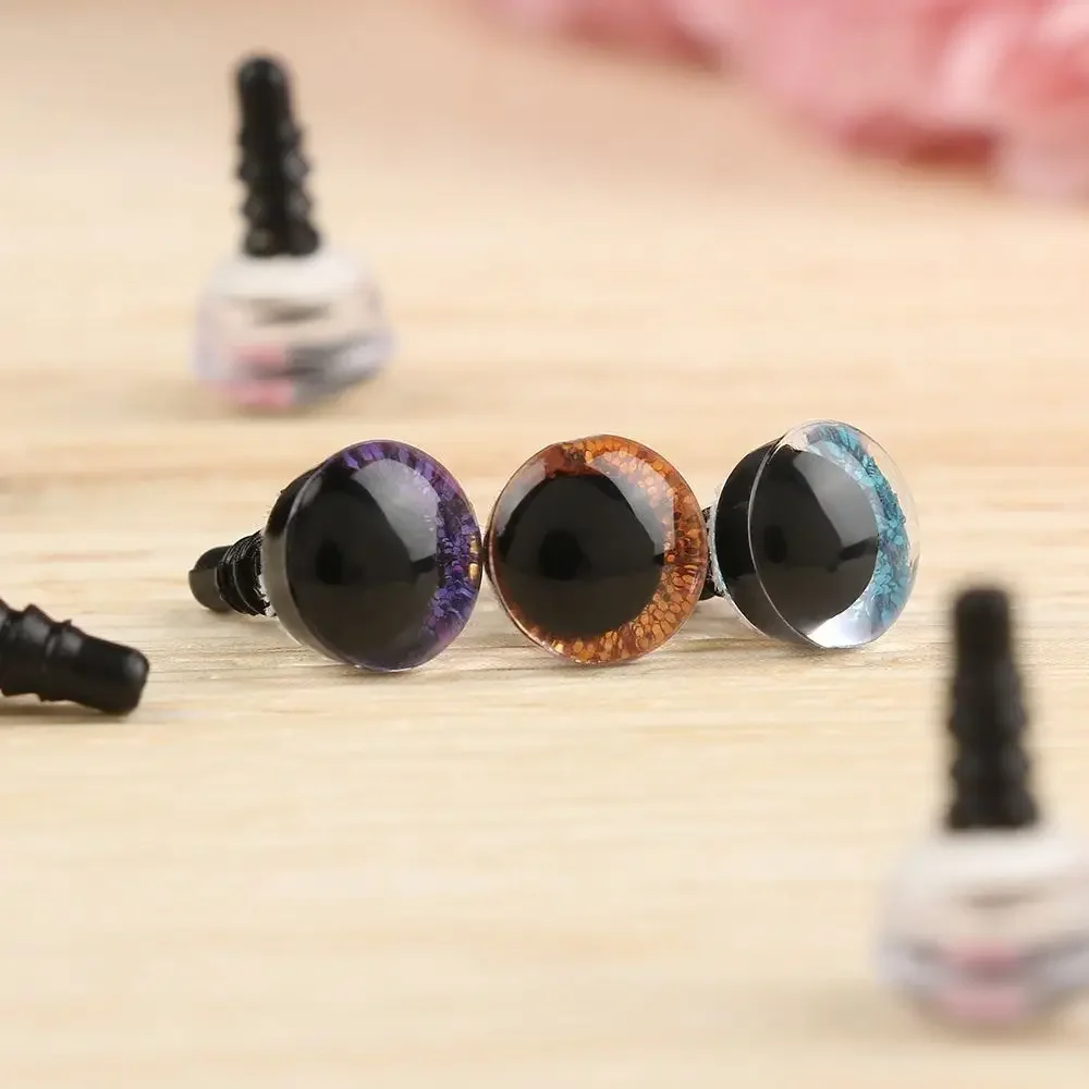 Ojos de cristal de marionetas con purpurina, 10 pares, 10mm, piezas de juguetes de peluche, manualidades con arandela, accesorios para muñecas DIY