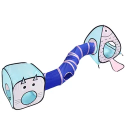 Túnel de juego para gatos con funciones - plegable y resistente
