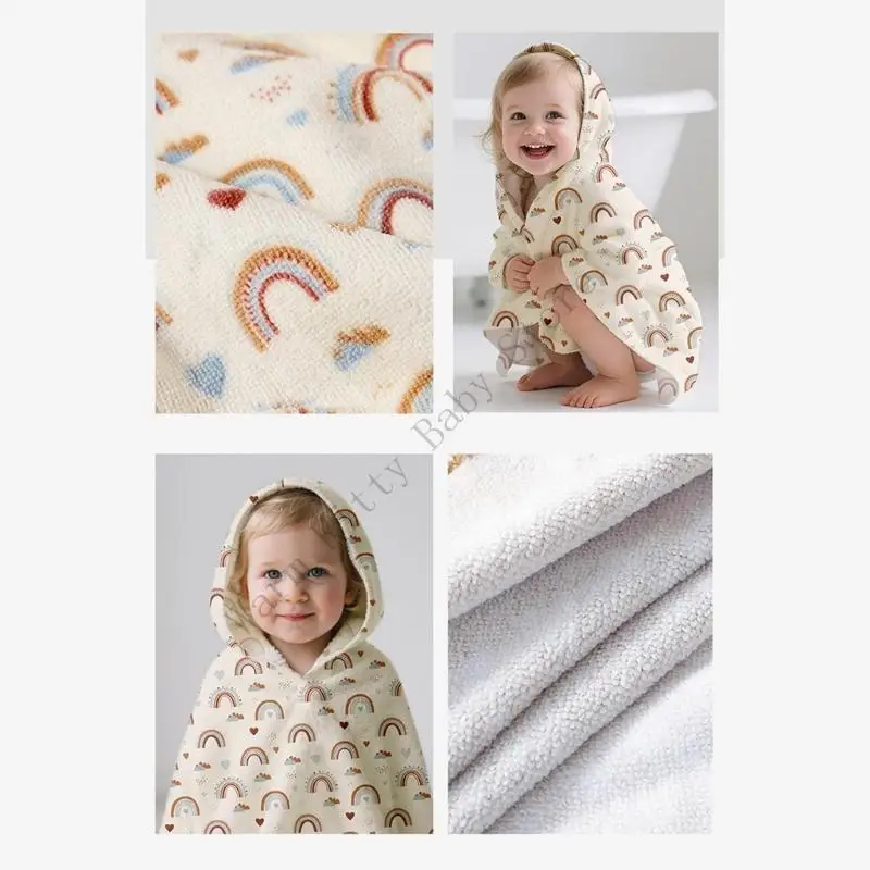 Toalla baño con capucha con estampado dibujos animados XXFE para bebés niños Absorbente suave baño baño seco - imagen 2