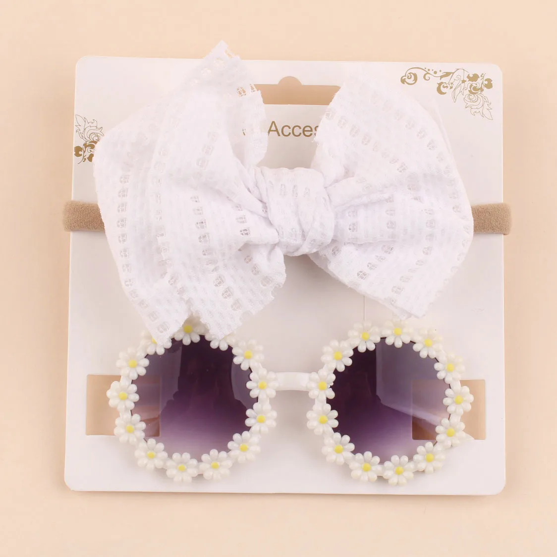 2 uds gafas de sol para bebé con diadema con lazo gafas de sol para niños y niñas banda elástica para el cabello accesorios para la playa sombreros para niños - imagen 4