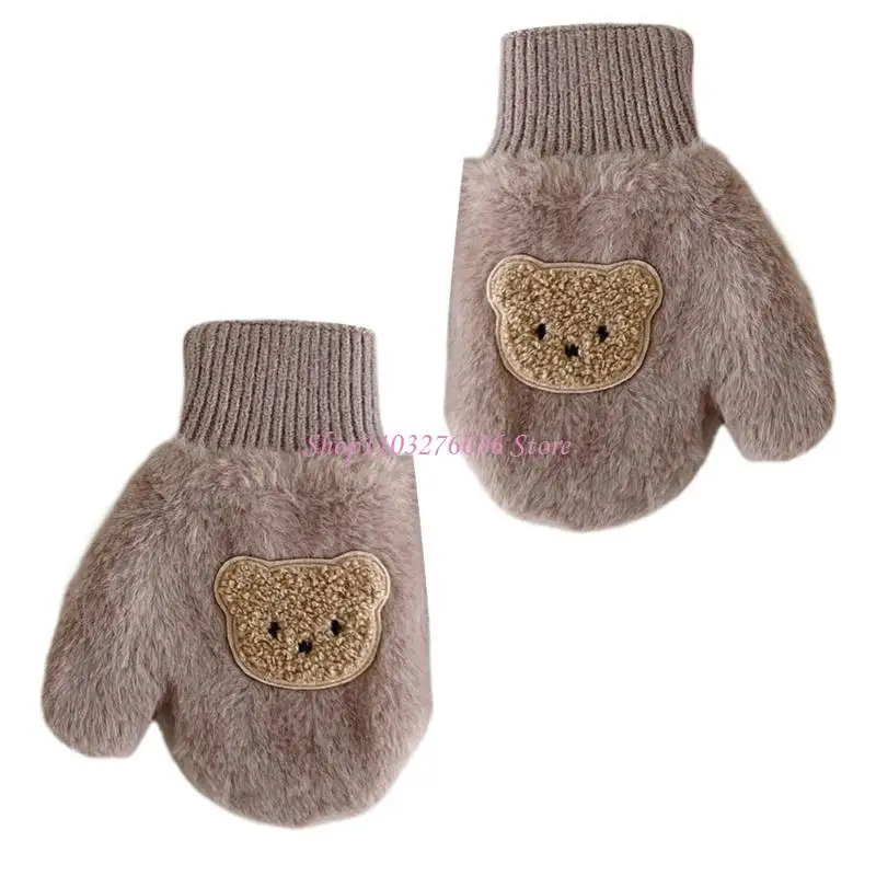 Manoplas gruesas oso dibujos animados R6FD, manoplas para bebé con cuerda para niños, bebés, niñas, niños, niños pequeños, - imagen 3