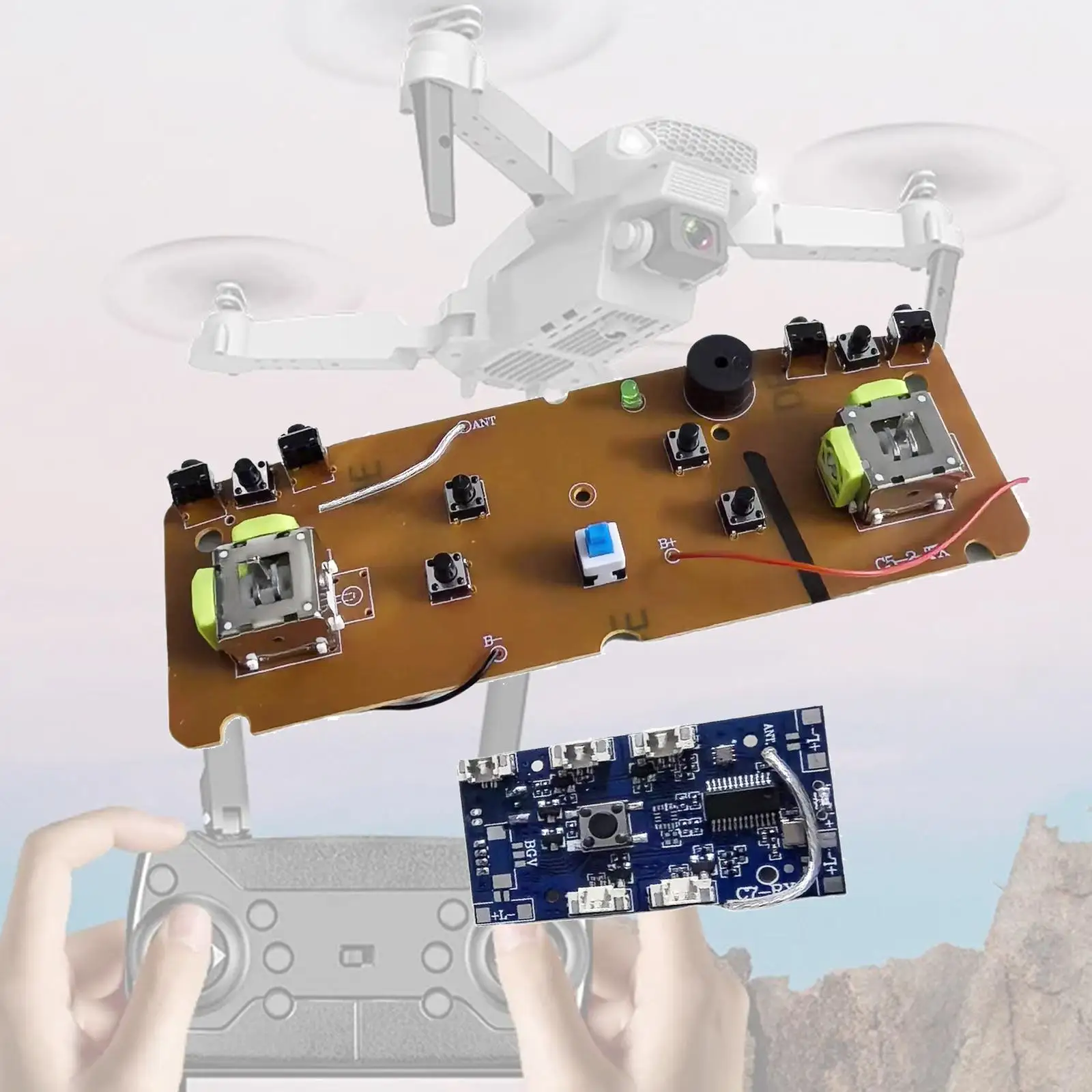 2 Pieces RC Drone Transmitter Board and Received Board RC Quadcopter Drone Part for E88Pro E88 Quadcopter Drone Plane DIY Accs