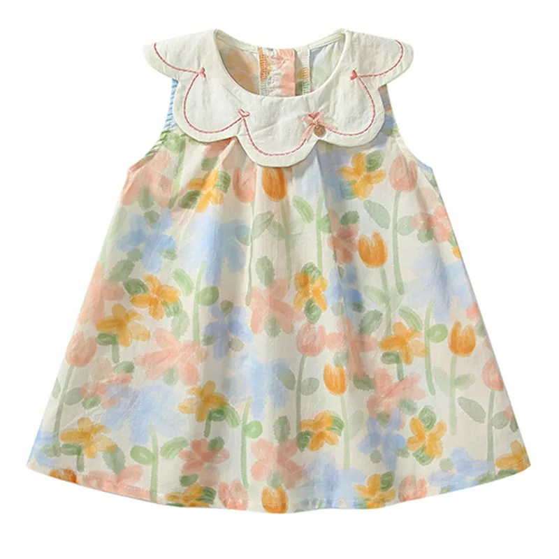 Vestido floral de algodón sin mangas para niña – Verano - imagen 5