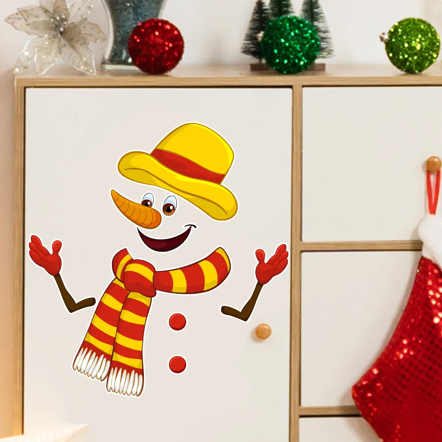 Bufanda, sombrero, muñeco de nieve, pegatina de pared autoadhesiva, inodoro, gabinete, decoración de cubo de basura, pegatina de pared - imagen 2