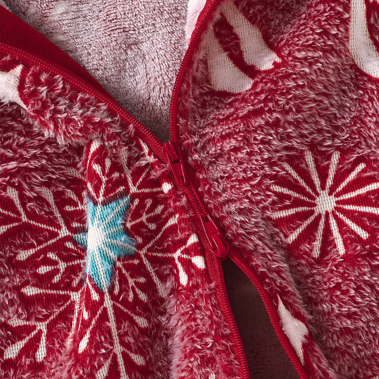 VISgogo-mono navideño con capucha para bebés de 0 a 24 meses, pelele con cremallera oblicua y bordado de copos de nieve de alce de manga larga - imagen 4