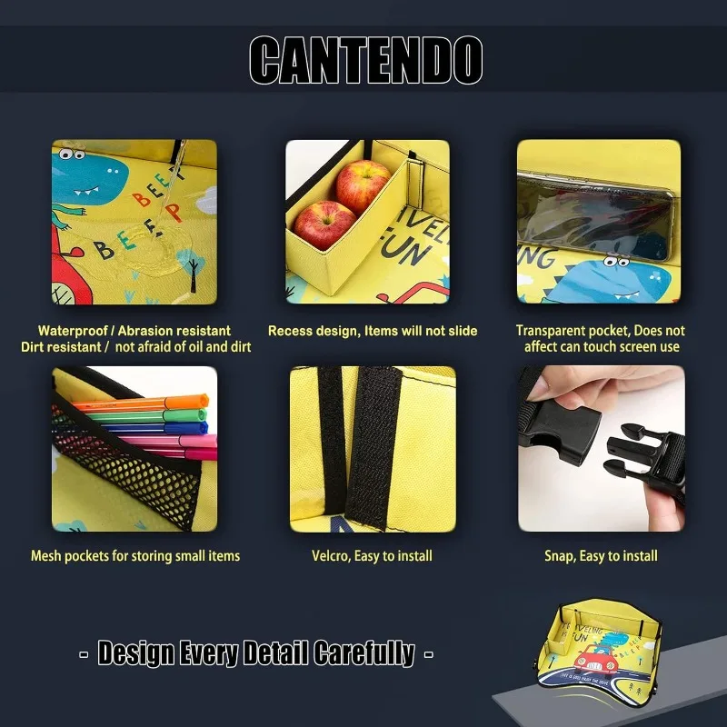 Bandeja de viaje para niños pequeños y niños, asiento de coche, bandeja de regazo para avión, bandeja de mesa de asiento de coche con organizador para actividades de viaje por carretera - imagen 5