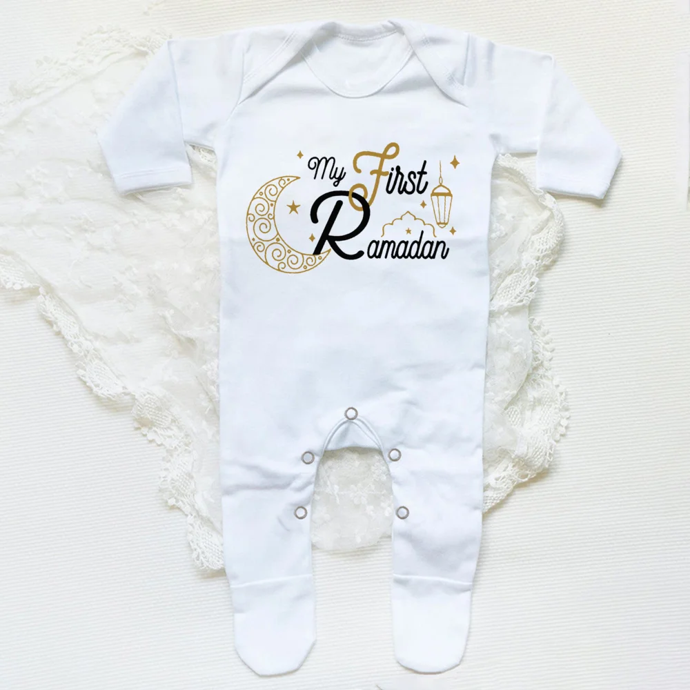 Mi primer Ramadán estampado bebé Sleepsuit niños niñas ropa recién nacido primer Ramadán Babygrow Sleepsuit recién nacido ducha regalo mamelucos - imagen 5