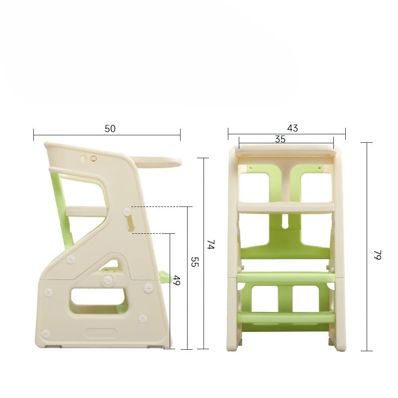 ‌ Silla alta convertible de 5 posiciones, asiento de alimentación de bebé reclinable ajustable con bandeja, reposapiés certificado por los estándares de seguridad ASTM - imagen 5