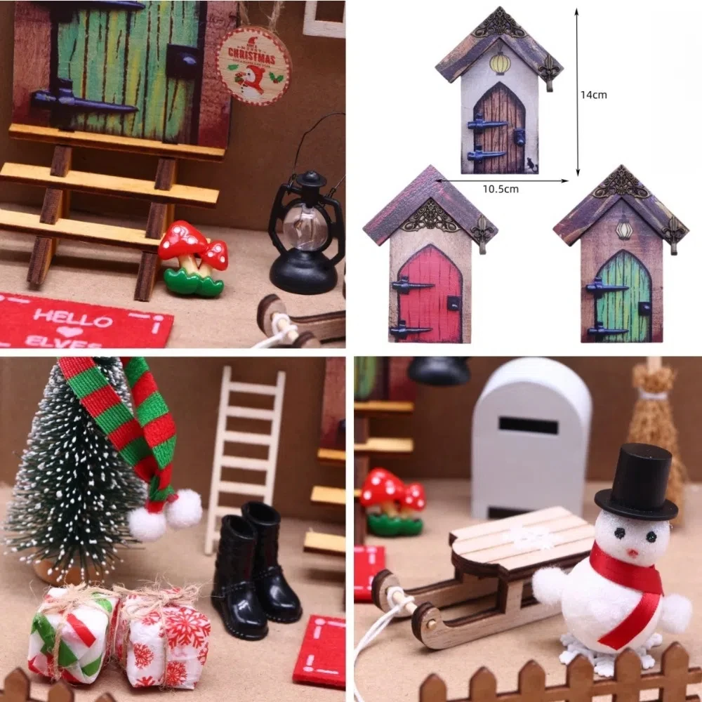 Casa de muñecas navideña con puerta de duende infantil - imagen 3