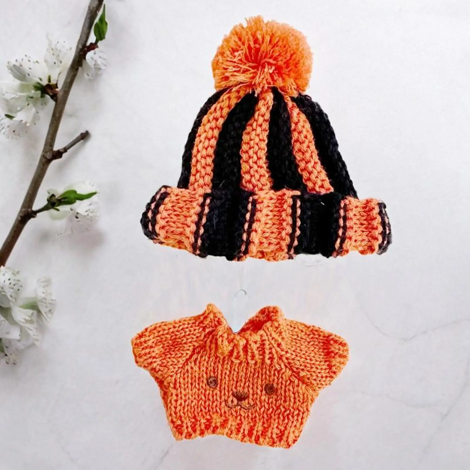Set of 2 Doll Sweater And Hat for Mini Dolls, Clothing for 15/17cm Plush Figures
