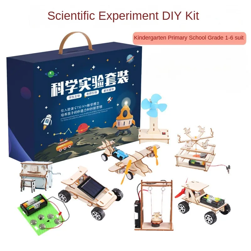 Kits de experimentos de ciencia DIY para niños, clase de tecnología, materiales de madera hechos a mano, tallo de física, juguetes educativos para niños, 9 piezas por juego