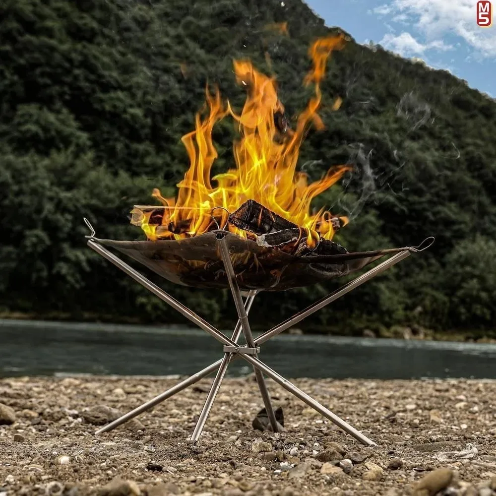 304 de malla plegable de acero inoxidable, fogata, barbacoa, hoguera, juego de estufa de cocina, equipo al aire libre, fogón de Camping - imagen 2