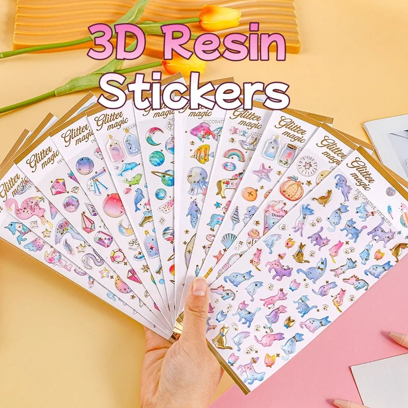 Pegatinas resina 3D para niñas – Calcomanías creativas para álbum - imagen 2