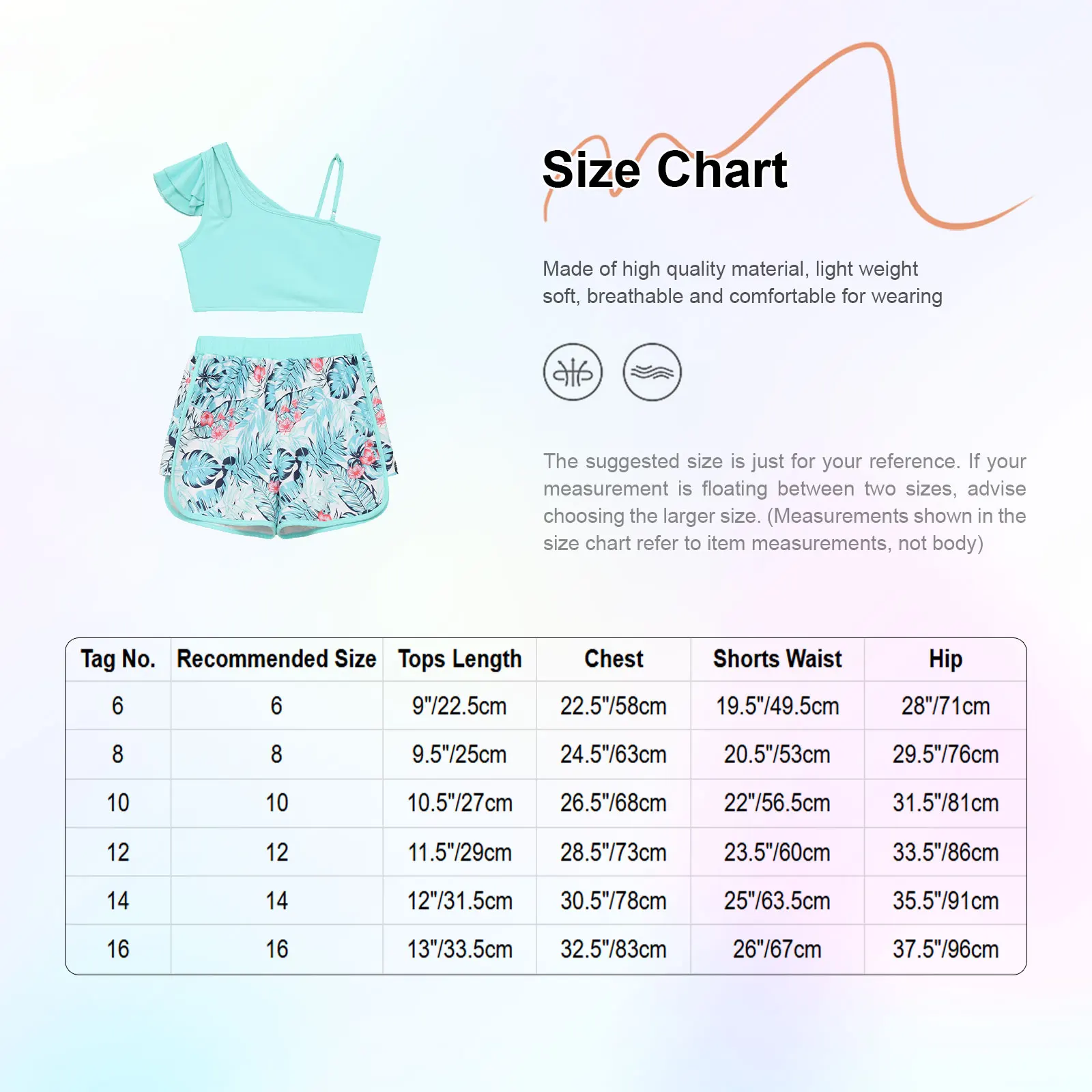 Vista frontal del traje de baño TiaoBug para niñas