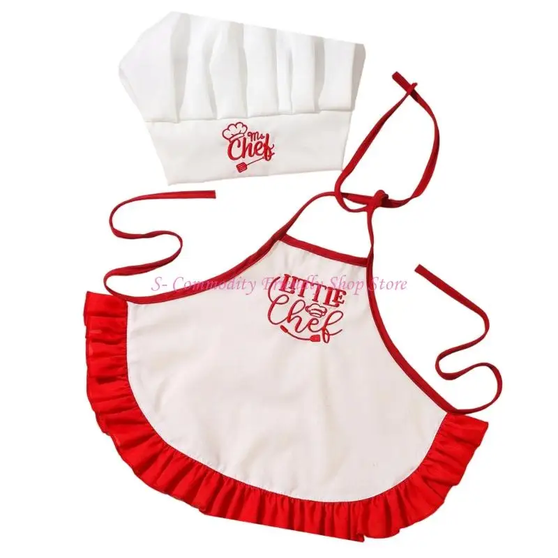 85AE Disfraz de cocinero para recién nacidos con delantal y gorro - imagen 2