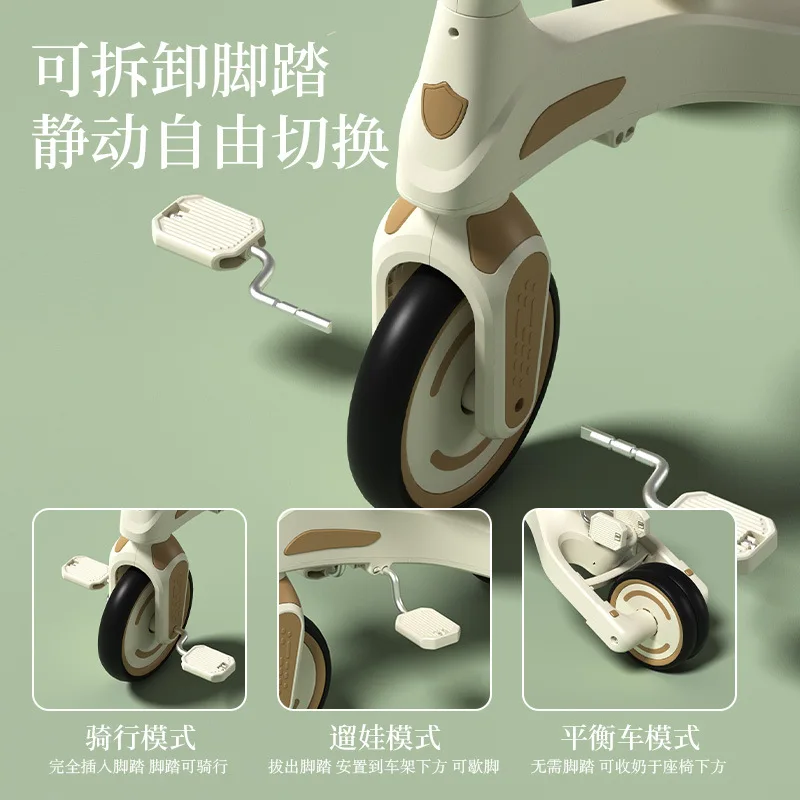 Cochecito de Pedal para triciclo para niños, cochecito para niños, cochecito de juguete ligero multifuncional para tumbarse de 1 a 3 años - imagen 3