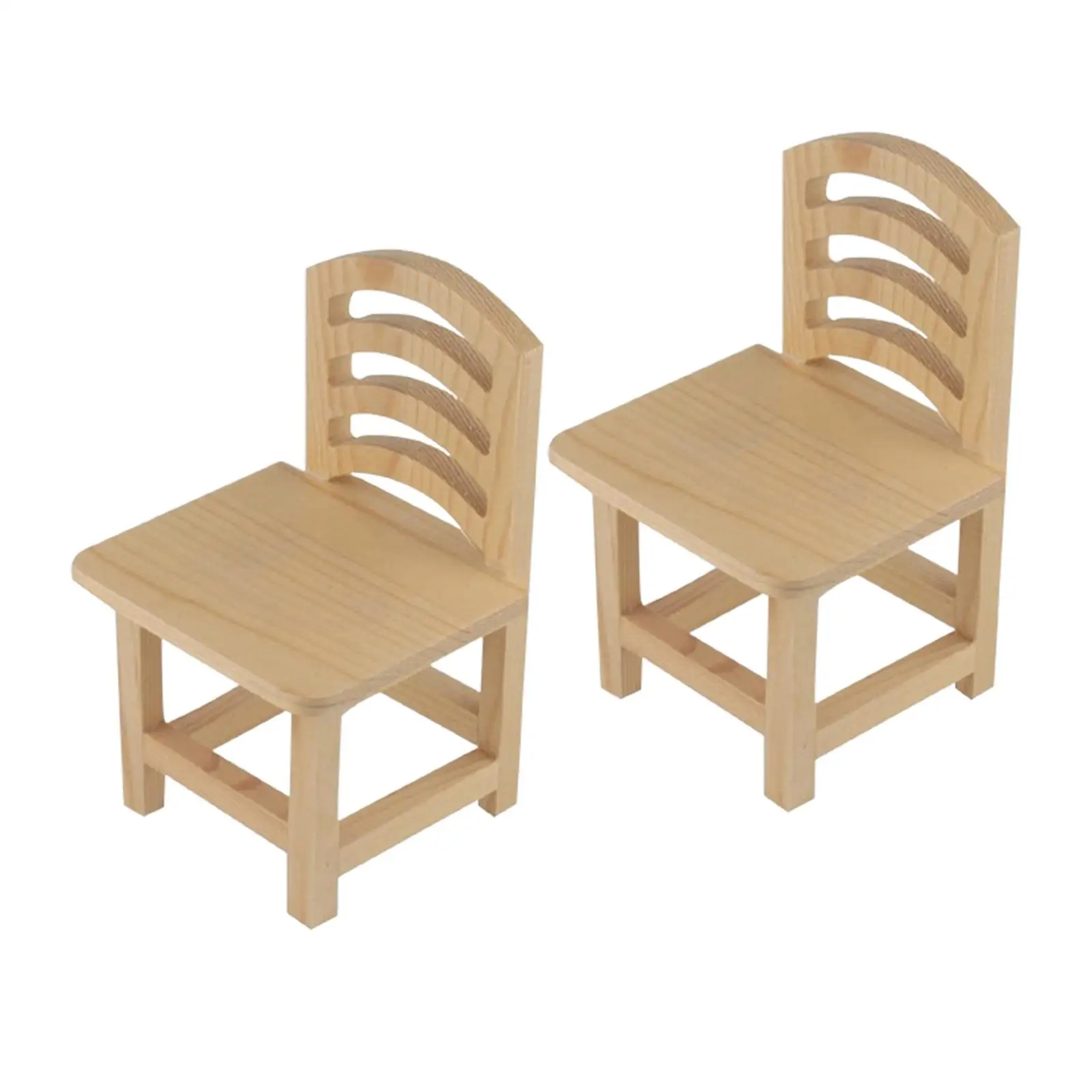 2 Pieces Miniature Chair Handmade Micro Landscape Dollhouse Furniture Model Accessories Scene Pretend Play Children Toy Ornament