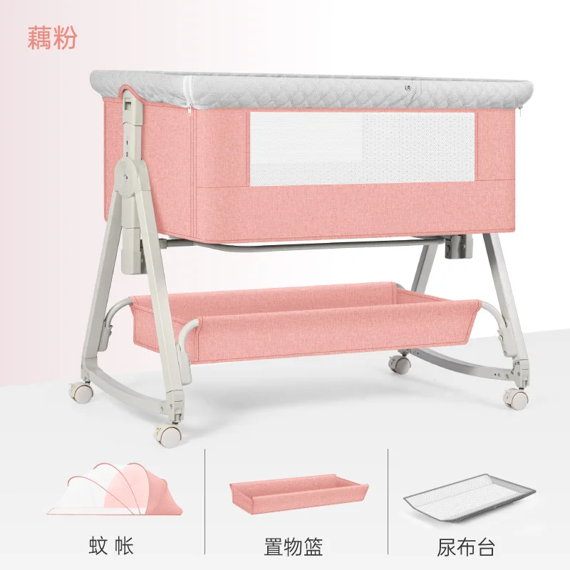 La cama para bebé recién nacido se puede empalmar en una grande cama plegable portátil para bebé, cuna extraíble multifuncional Bb