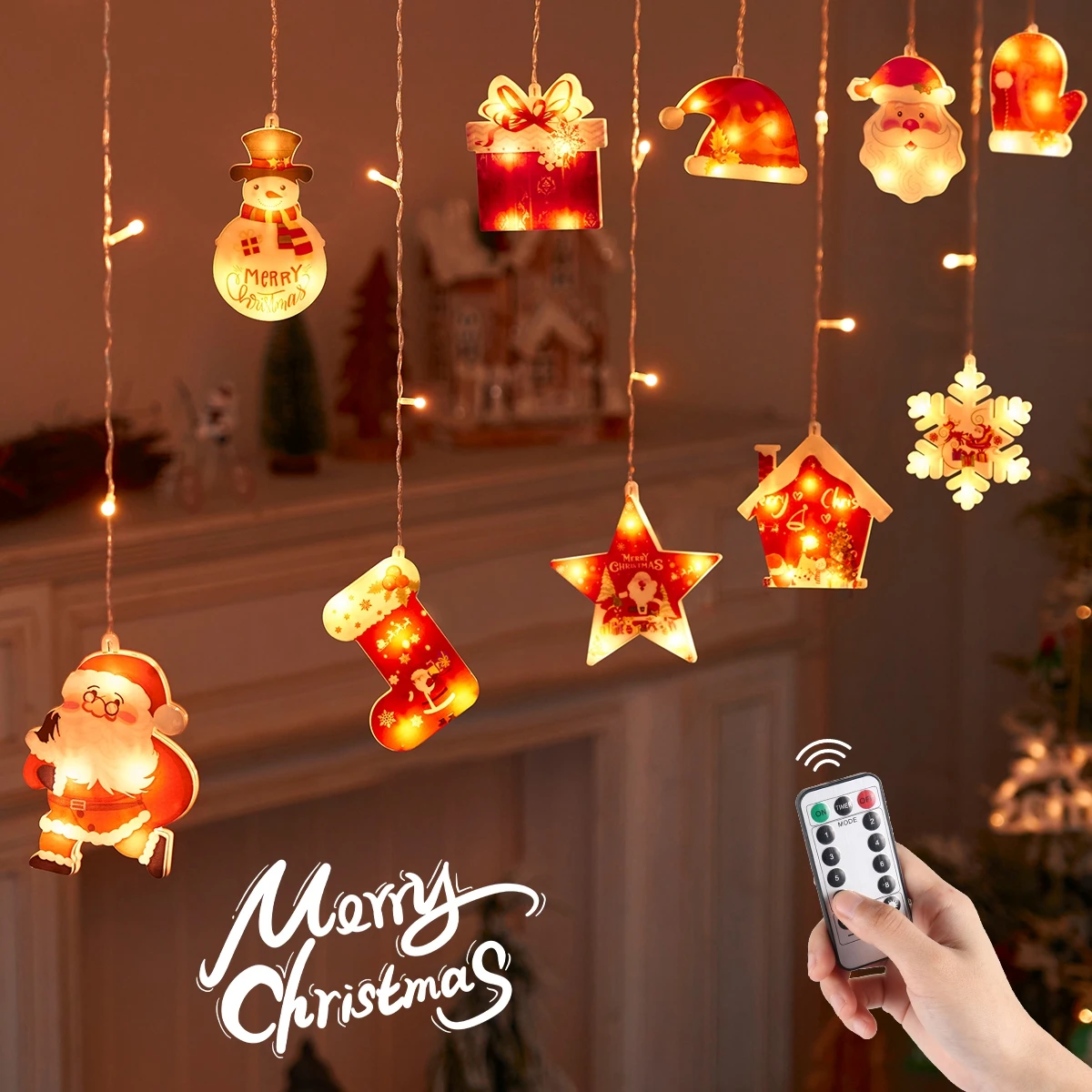 Cortina luz Papá Noel - Vista principal completa