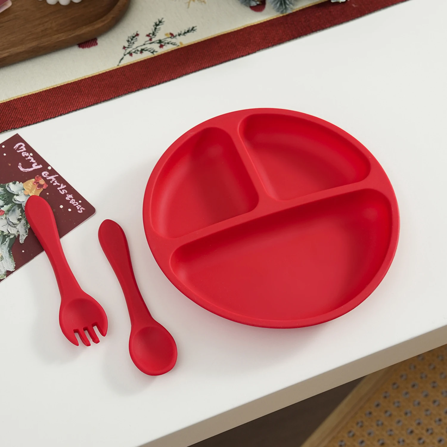 Platos con ventosa de silicona para niños - Set aprendizaje con cubiertos - imagen 2