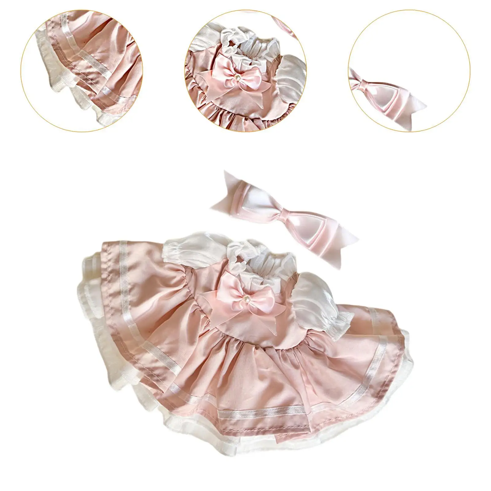 2Pcs Dolls Dress Suit Doll Dress up Cute, DIY Doll Toy Costume with Headdress for 38cm Plush Doll Girls Dolls Halloween Gifts