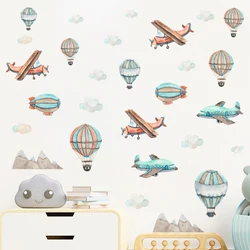 Pegatinas de pared vinilo acuarela con aviones y globos para guardería