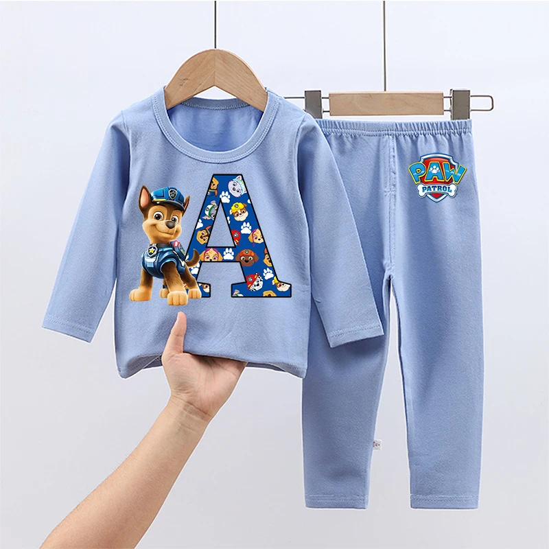 Paws Patrols Chase-ropa de hogar para niños, pijamas, ropa interior térmica cálida de invierno, Tops de manga larga, pantalones, conjunto de ropa de descanso, regalos