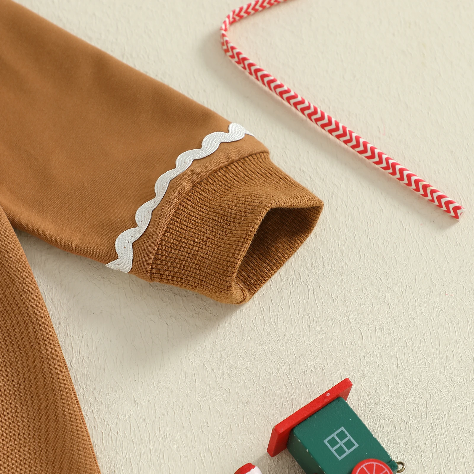 SUNSIOM-mono de pan de jengibre para bebé de 0 a 18 meses, peleles de Navidad de manga larga con lazo decorativo y bolas de felpa - imagen 5