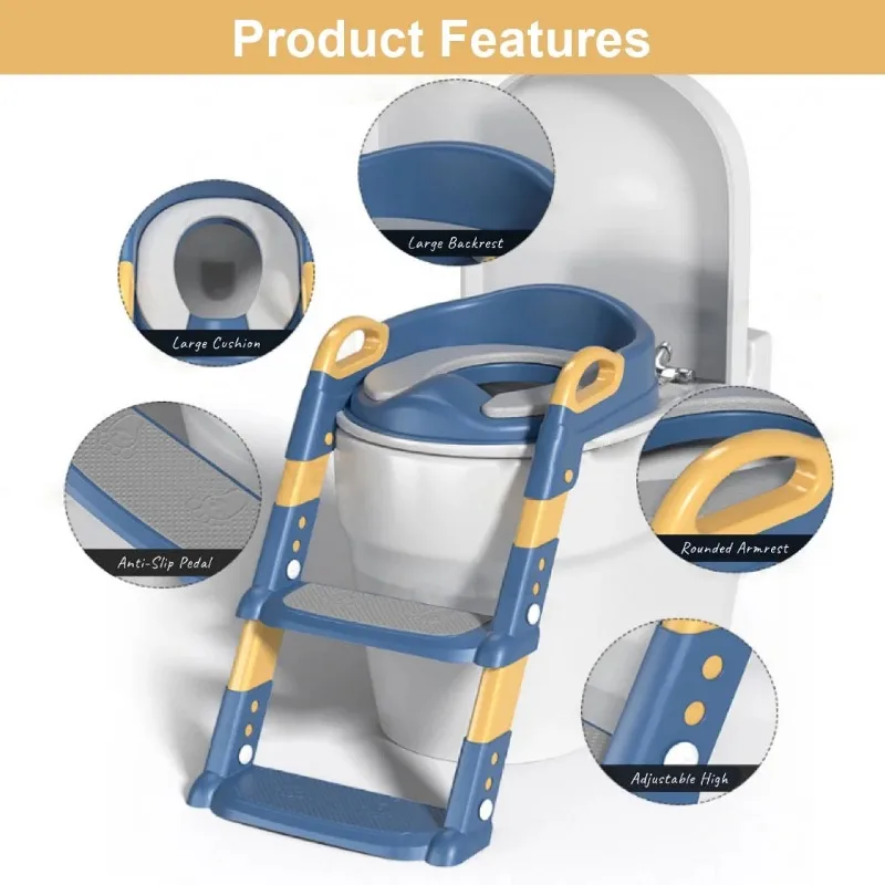 Asiento de inodoro de entrenamiento para ir al baño para niños pequeños con cojín suave de PVC, asiento de entrenamiento para ir al baño, taburete, escalera, orinal, silla para niños y niñas - imagen 4