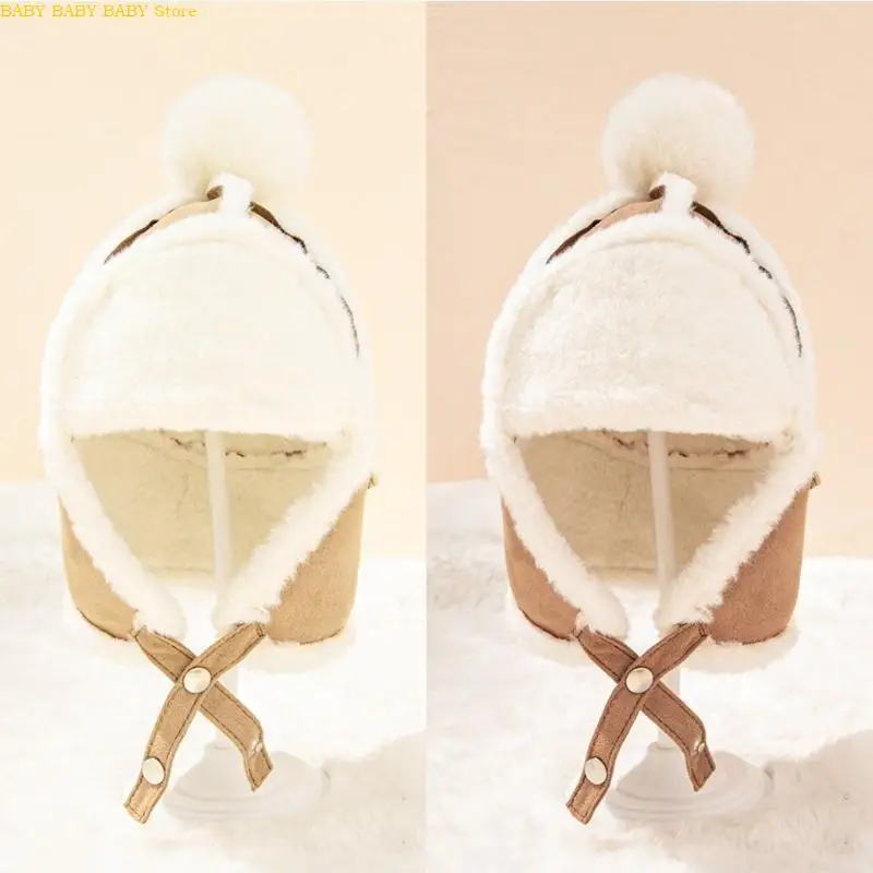 Q81A Gorros para niños y niñas, gorros bonitos con orejeras, casco suave y cálido para invierno, para esquiar y actividades - imagen 2