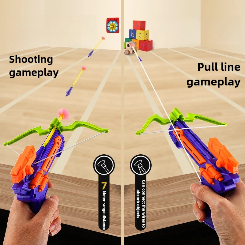 Juego de pistola de juguete con ventosa para niños, lanzador de arco y flecha, juguetes de tiro divertidos para niños pequeños, juego interior y exterior, pistola de juguete segura - imagen 4