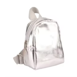 Mochila plateada para muñecas de 18 pulgadas – Diseño elegante y portátil