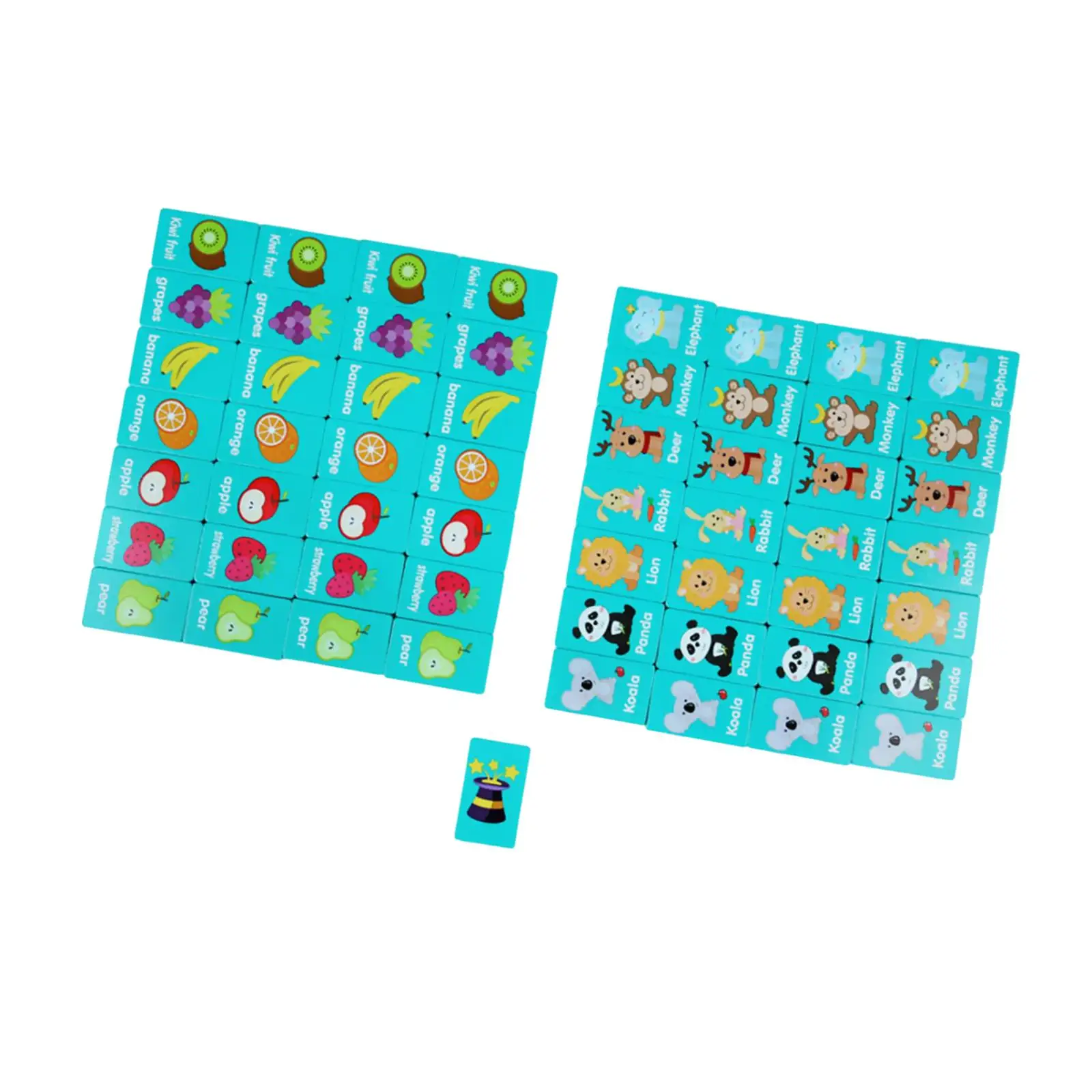 36x Wood Dominos Educational Toy Logical Training Game Practical Skill Fruit and Animals Puzzle Dominos for Kids Boys and Girls