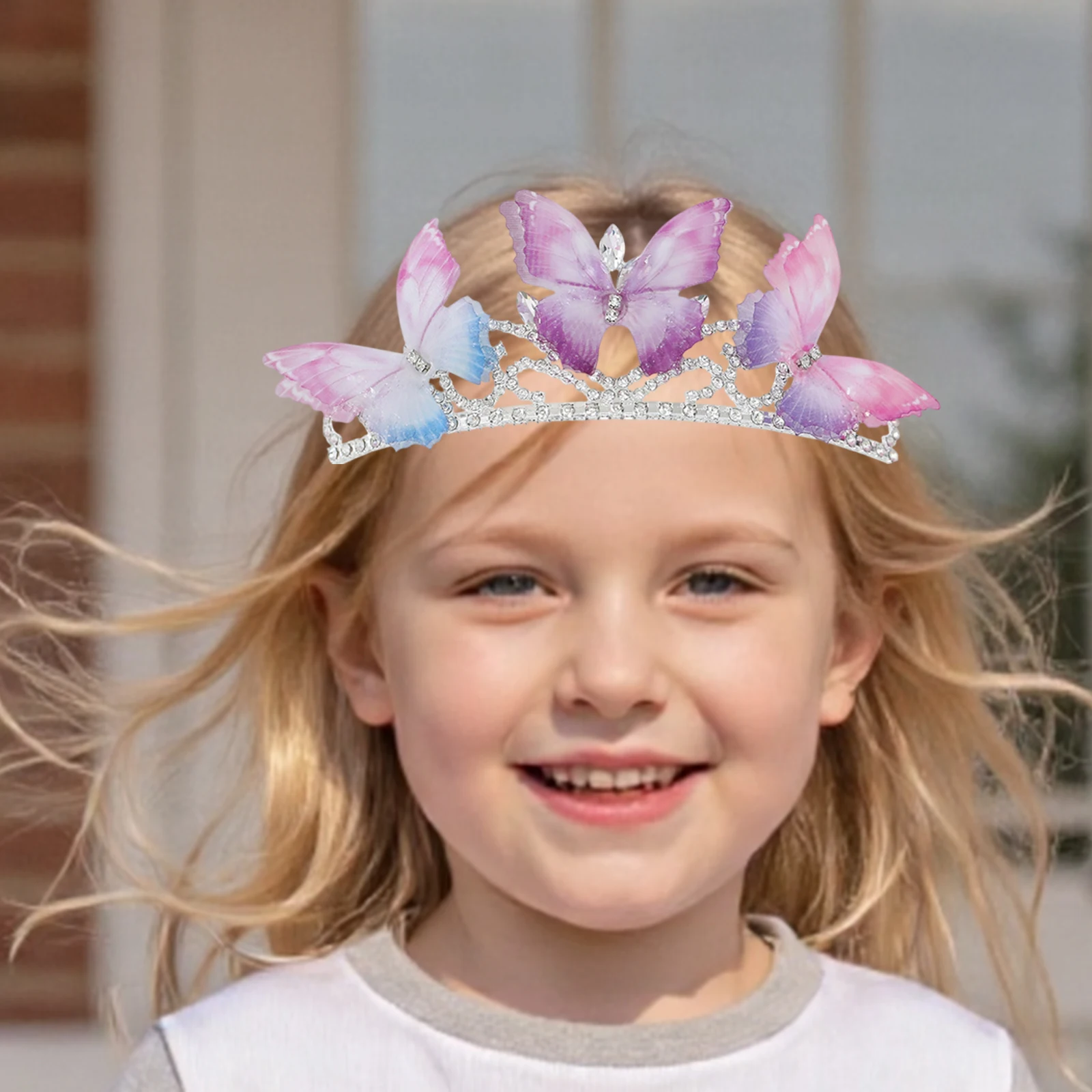 Diadema de corona para niñas pequeñas con brillantes de fiesta - imagen 4