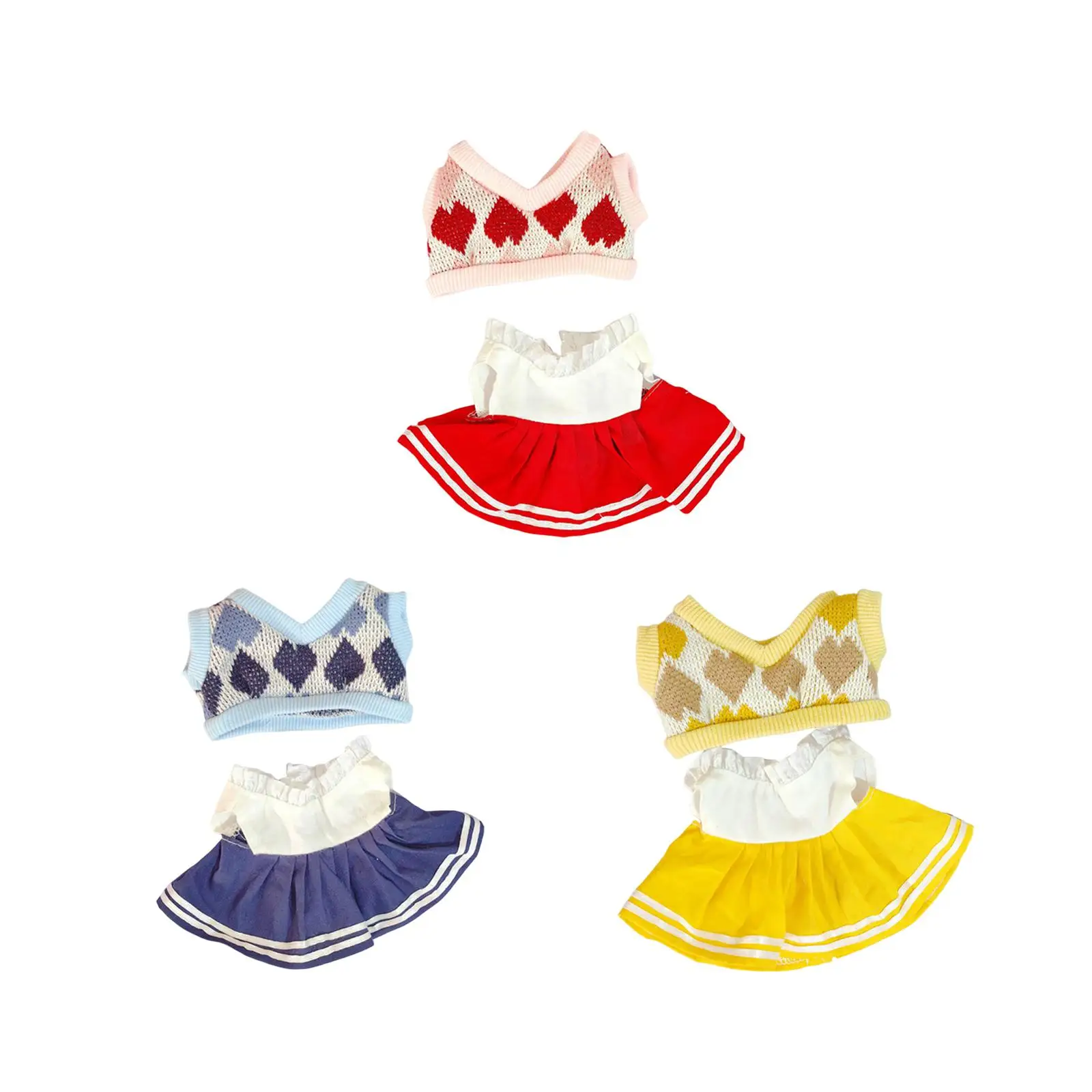 2x 7.8inch Doll Clothes Doll JK Dress and Vest for Pendant Doll Age 5-7 8-10