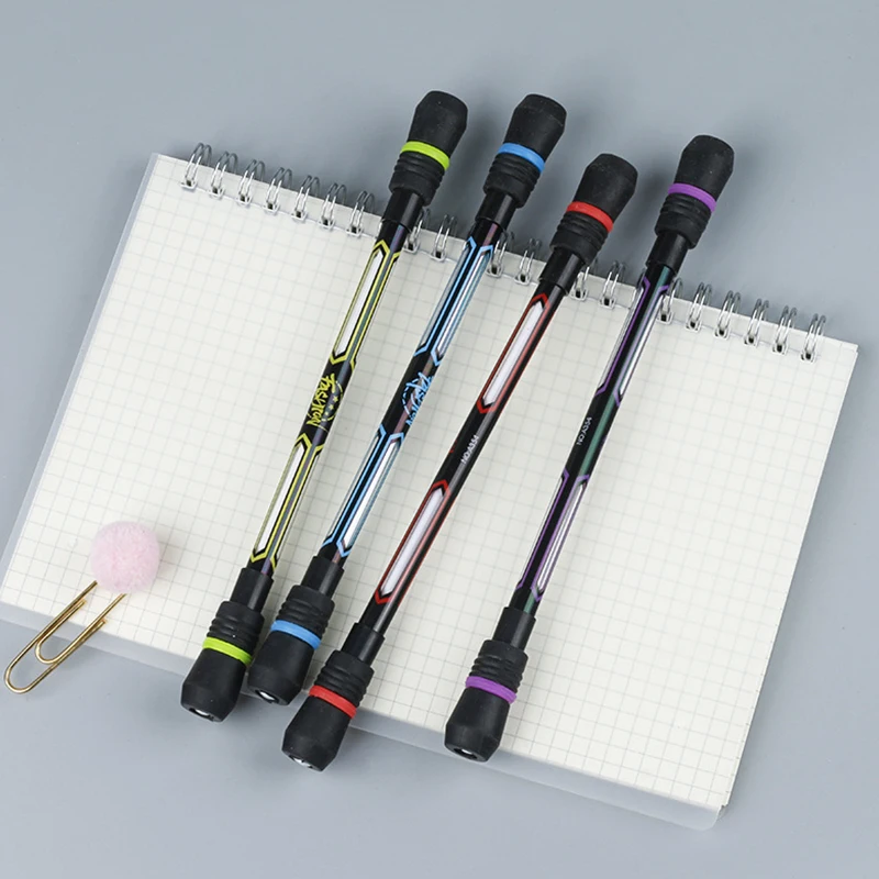 4 Uds. Bolígrafo giratorio colorido, entrenamiento de flexibilidad para los dedos, bolígrafo de Gel para liberar estrés, bolígrafo azul, amarillo, rojo y morado, regalo de fiesta y Festival ZYF