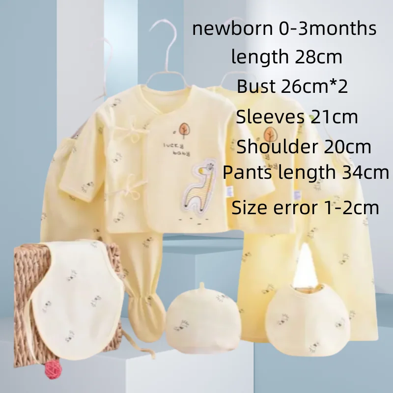 Paquete de 7 unidades de ropa para bebés recién nacidos, ropa para niños pequeños, Camiseta de algodón bonita de dibujos animados, pantalones y sombreros, conjunto de ropa para niños y niñas - imagen 3