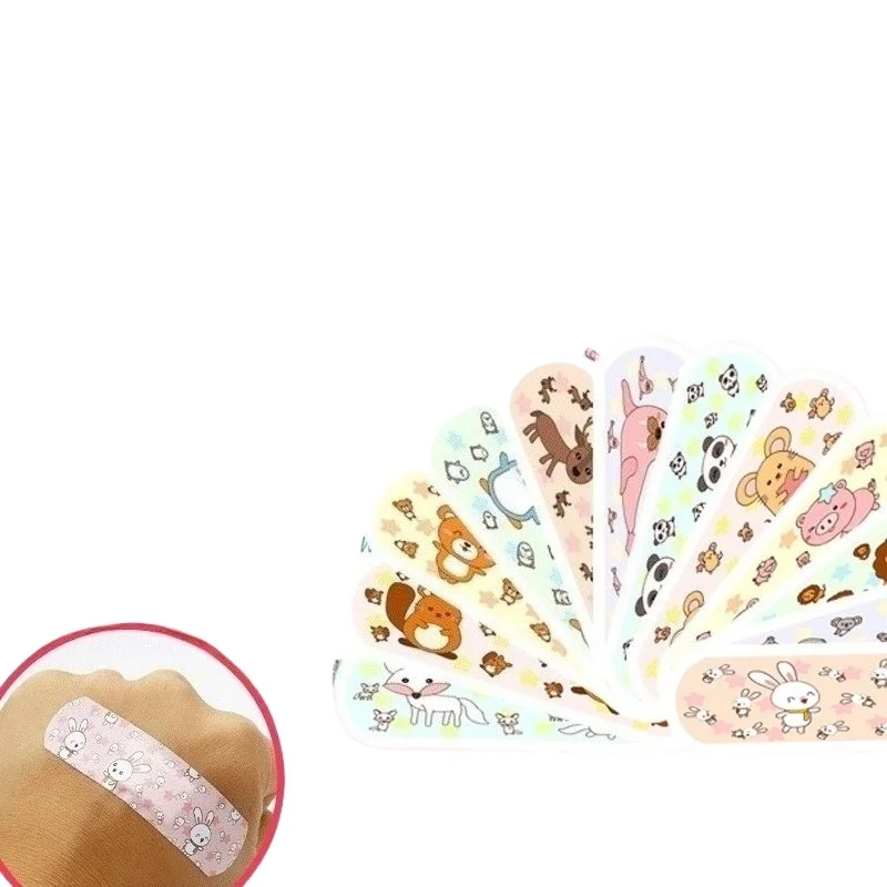 100 unids/set tirita de dibujos animados yesos lindos patrón aleatorio parche para vendaje de heridas en la piel para niños tiras de primeros auxilios Woundplast