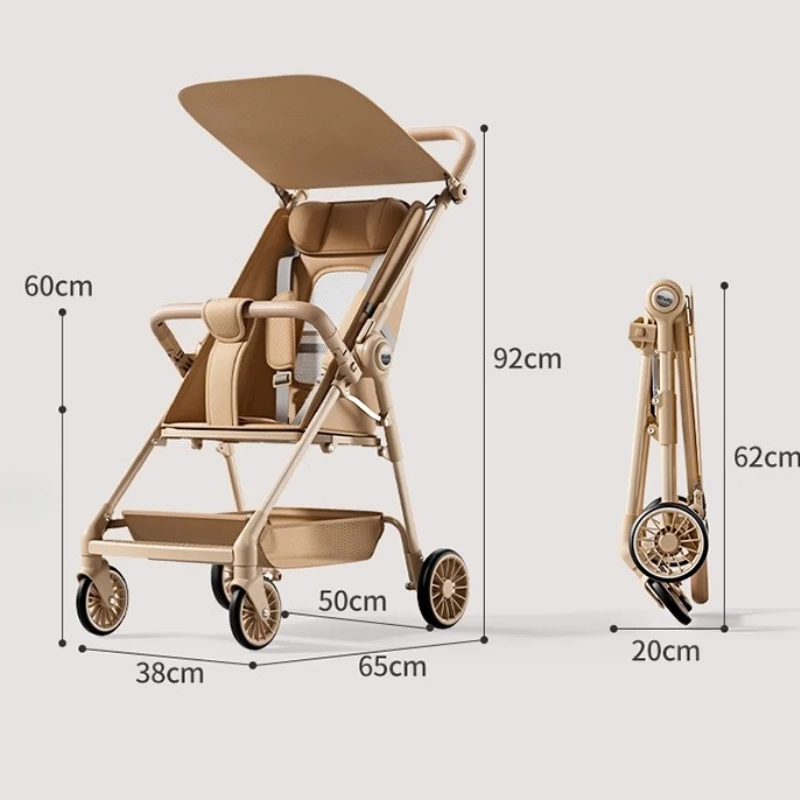 Cochecito plegable On-The-Go, solo plegado instantáneo, respaldo rígido de 3,8 kg, asiento antideslizante de 34 cm de ancho, apto para equipaje de cabina de avión