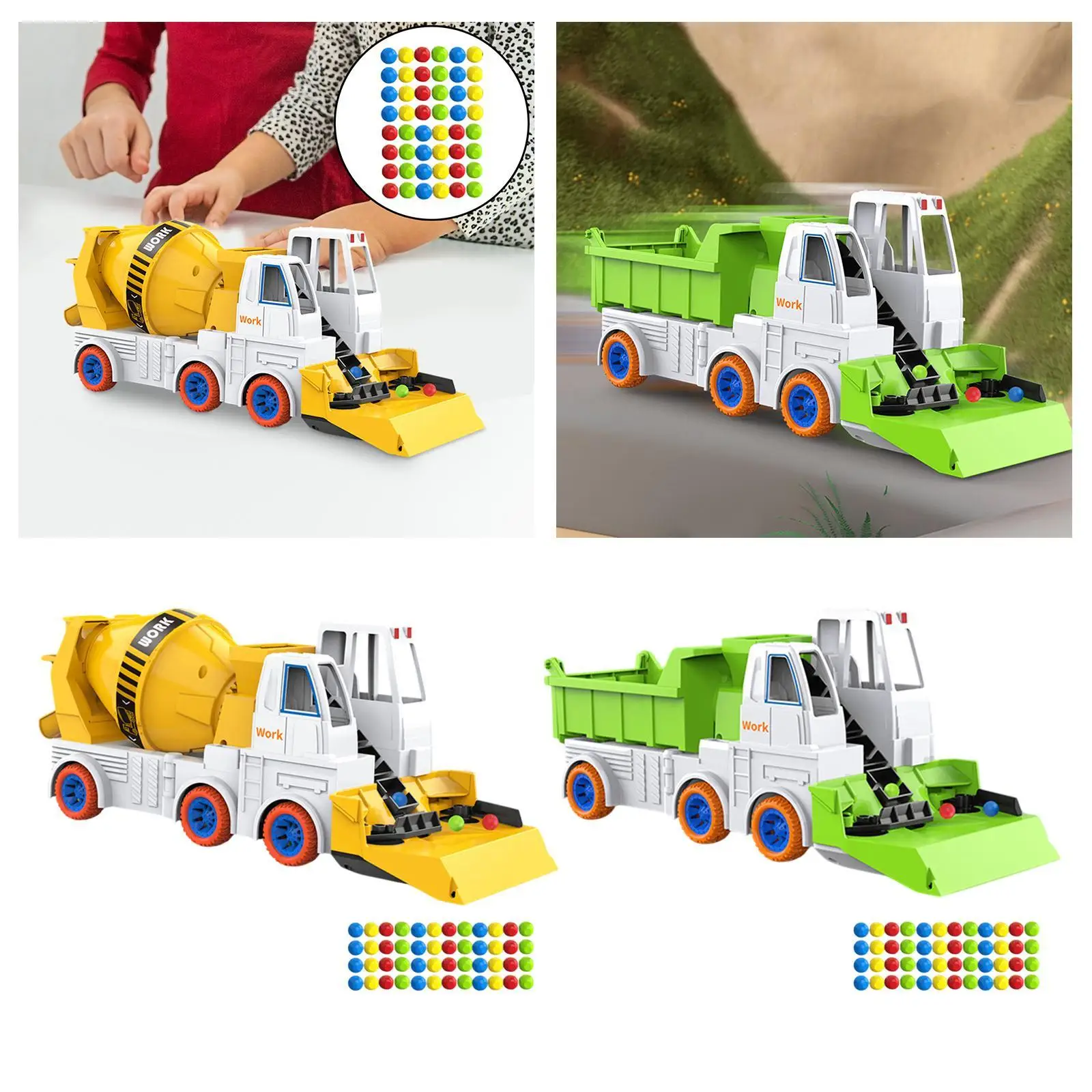 Construction Excavator Car Toy Educational Engineering Truck Toy Auto Bead Sweeper Truck for Kids Birthday Gifts Children Boys