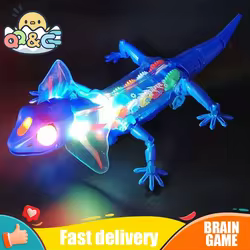 Modelo de lagarto caminante, juguetes robóticos con luces de sonidos, cola extraíble para gatear, divertidos juguetes eléctricos de animales para chico, regalo para niños