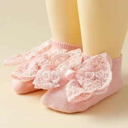 Calcetines antideslizantes de princesa con lazo encaje recién nacida