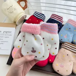 Guantes de polar infantiles con forro térmico bordado para invierno
