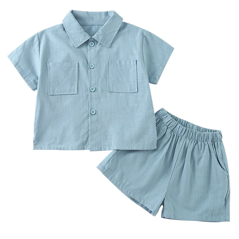 Conjunto infantil de algodón – Camisa y shorts beige para niño - imagen 2
