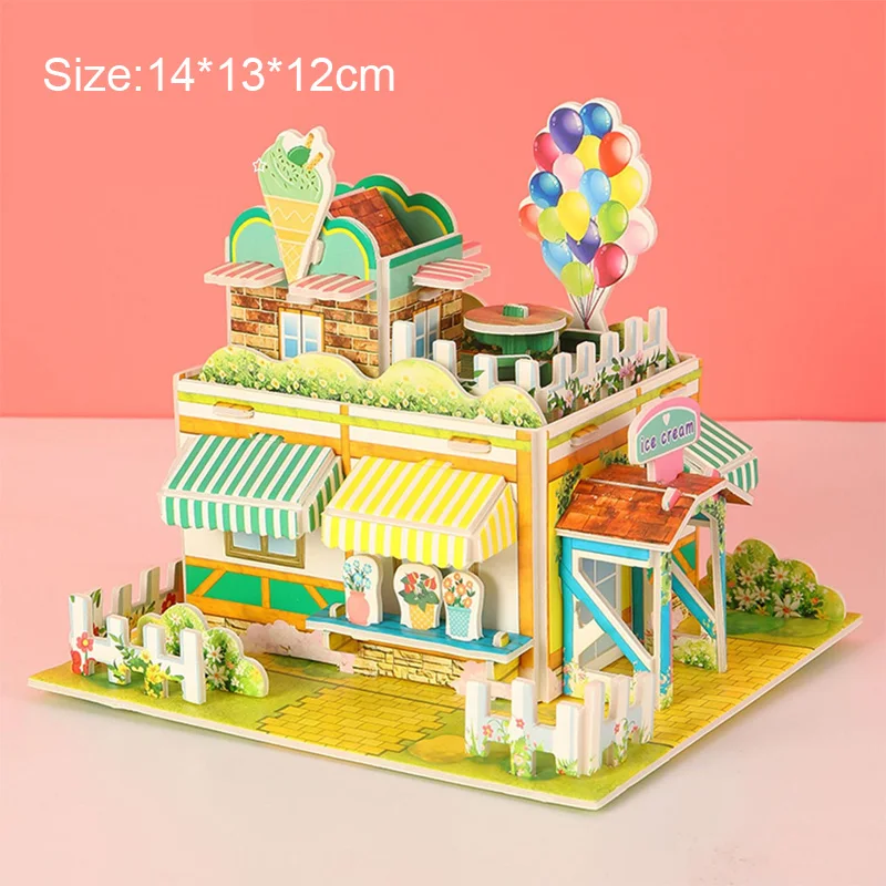 Puzzle 3D casitas de papel - Juego educativo para niños - imagen 2