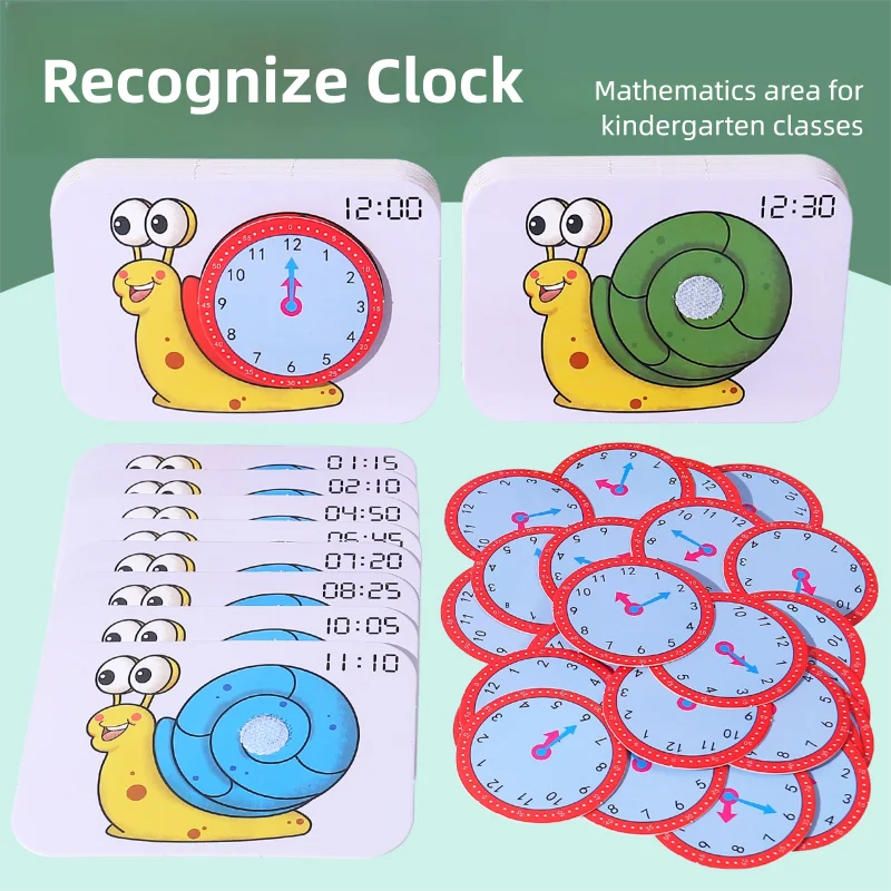 Juguete Montessori, reloj de caracol, hora, minuto, segunda cognición, rompecabezas a juego, juguetes preescolares, reloj de tiempo de Aprendizaje Temprano, juguetes para niños - imagen 3