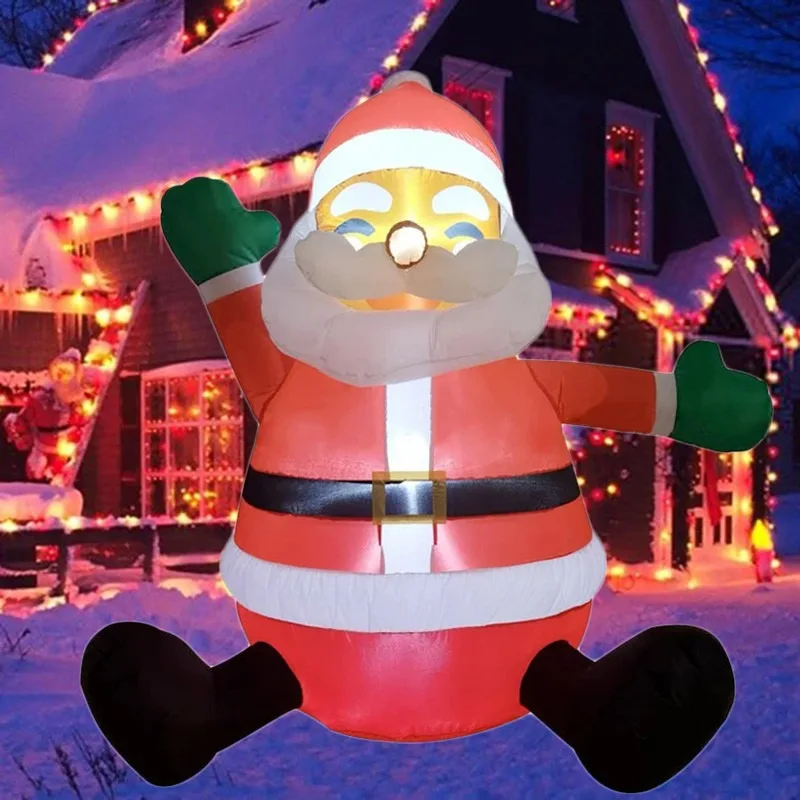 Juguetes inflables para decoración navideña, luz LED de Papá Noel sentado, Festival de Navidad, modelo inflable, decoración de jardín al aire libre, 1,2 M/4 pies - imagen 5